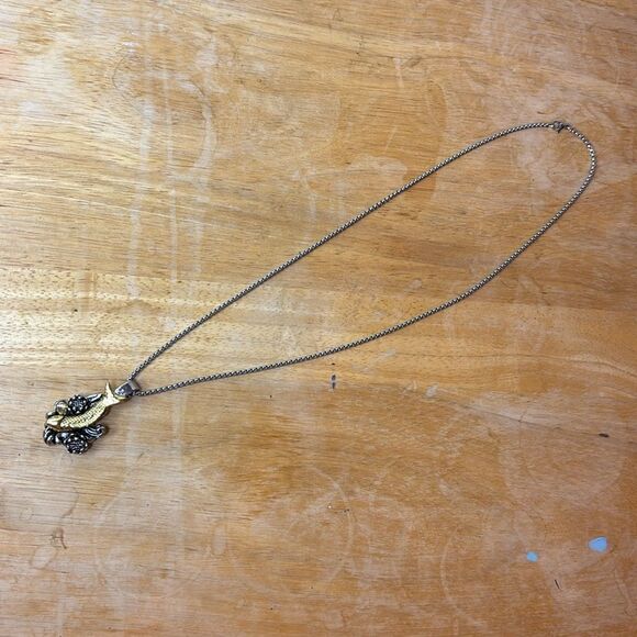 Mixed Metal Tone Koi Fish Pendant with silver tone chain 22” necklace - Picture 6 of 6